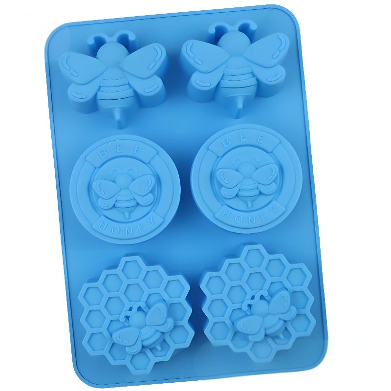 1Pcs Bee Silicone Molds Honeybee Silicone Mold For Making Homemade Soap Beeswax Candle синий
