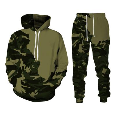 İlkbahar Sonbahar Kamuflaj Hoodie/Pantolon/Takım Elbise Erkek Kadın Rahat Kapüşonlu Kazak Kazak Seti Eşofman 2 Parça Spor Kıyafetleri