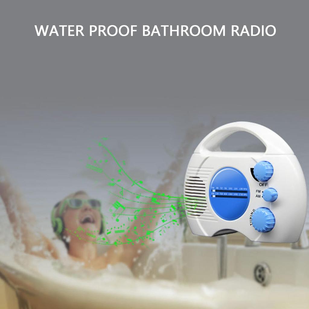 Waterproof Shower Radio, Portable Bathroom Radio with Adjustable AM/FM Volume for Home Hot Tub Bathrooms and Outdoors, Easy Adjustment