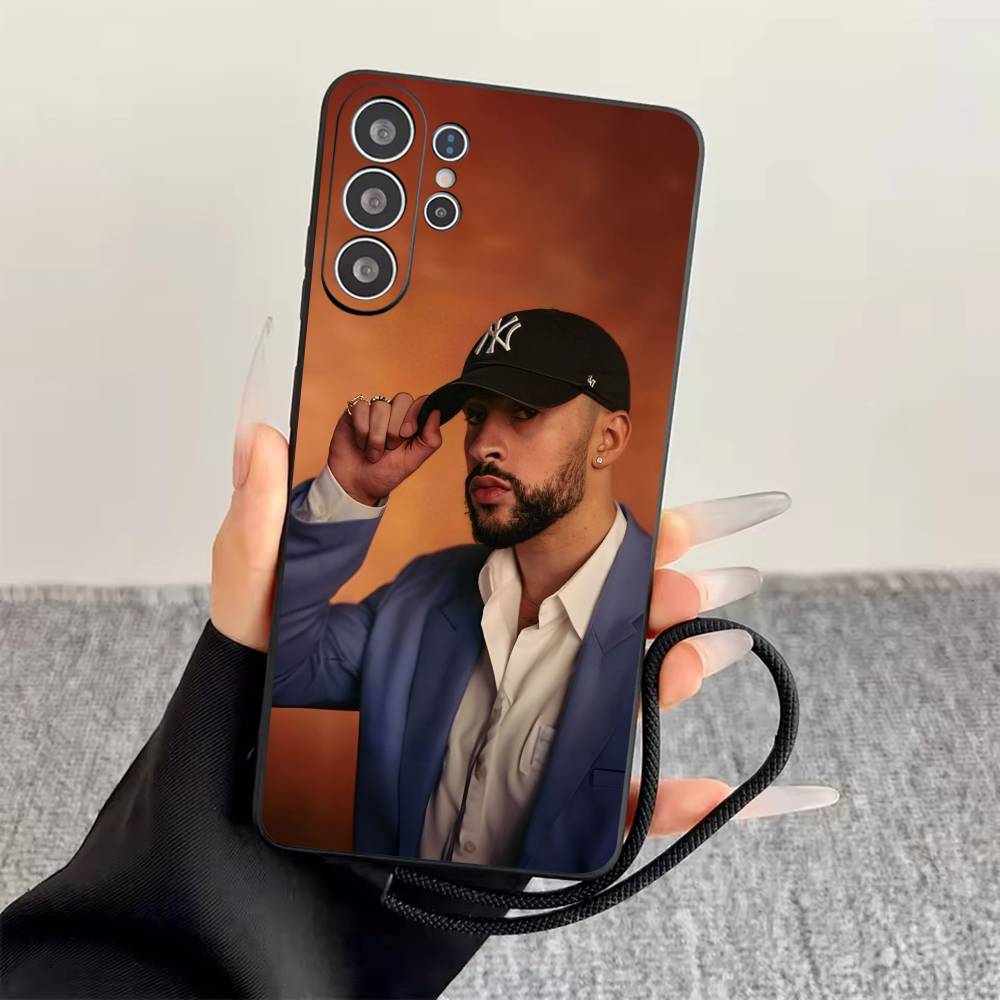 B-Bad Bunny Phone Case Black Silicone Soft For Samsung S25,S24,S21,S22,S23,S30,Ultra,S20,Plus,Fe,Lite