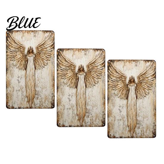 Vintage Farmhouse Decor 3Pcs Guardian Angel Wall Signs Rustic Distressed Metal Sign Home Art for Indoor Outdoor Memorial Christian Decoration