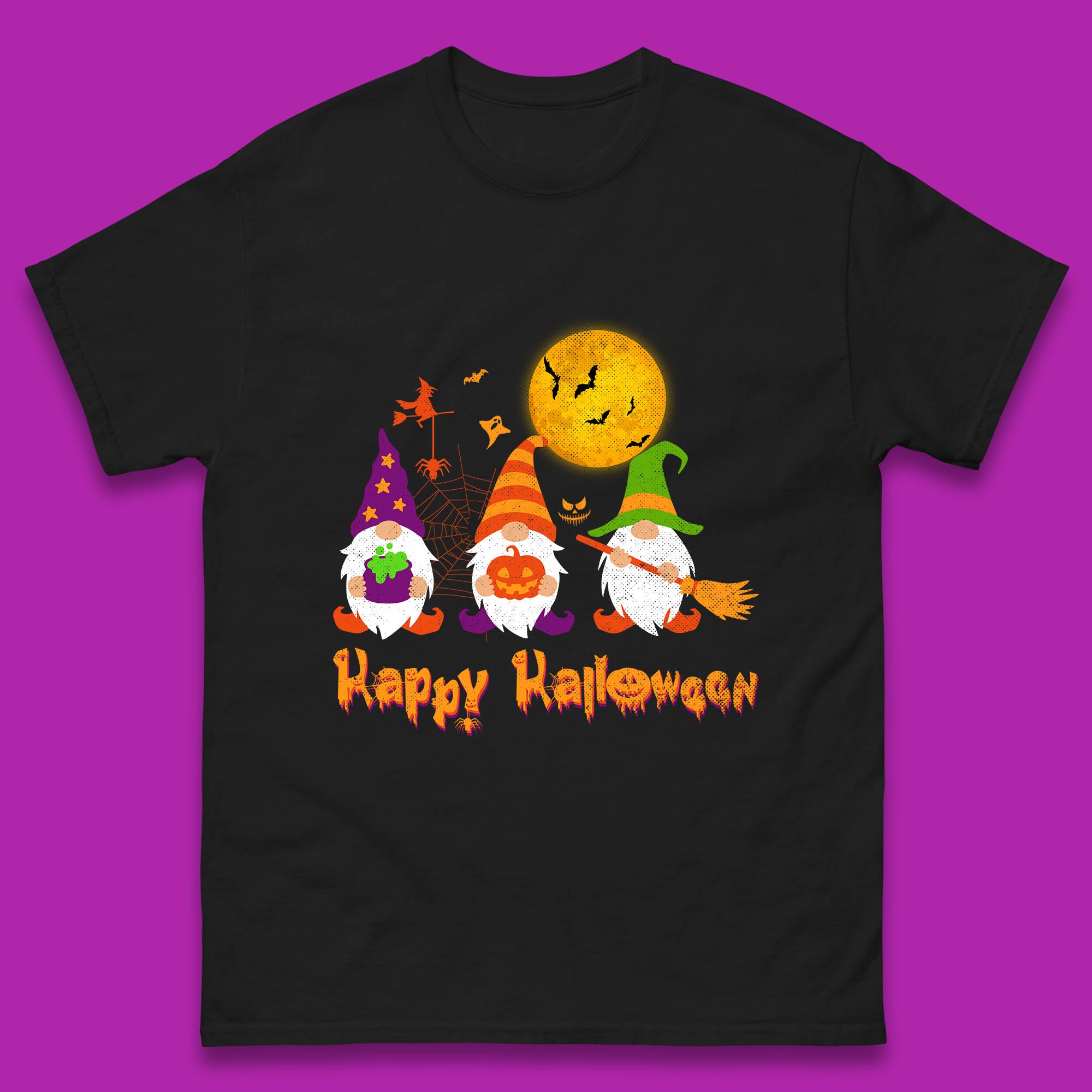Happy Halloween Gnomies Spooky Witch Gnomes Scary Gnome Lover Mens Tee Top 2XL