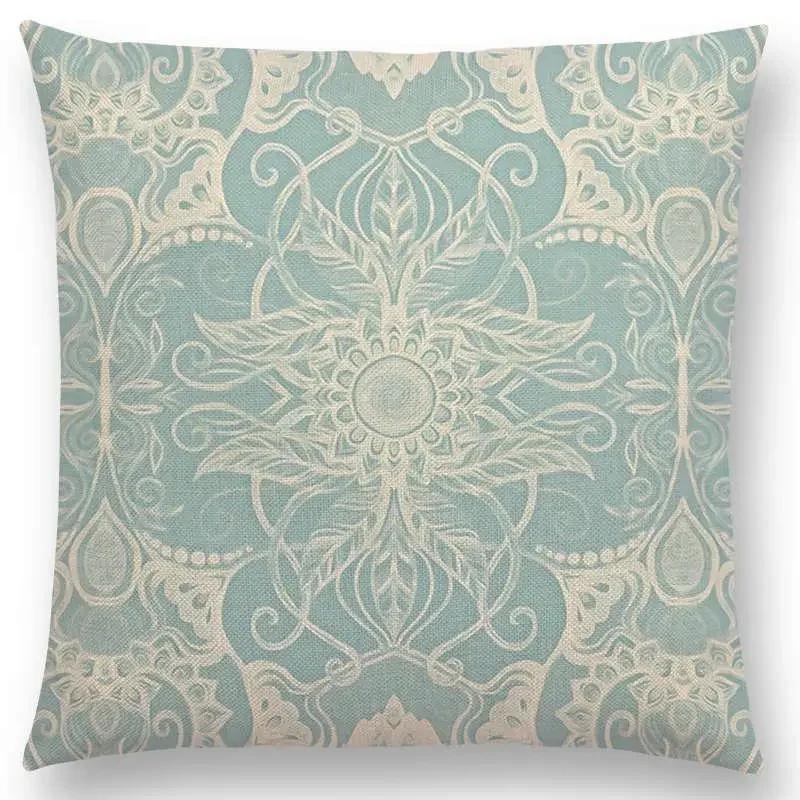 New Boho Art Flower Gorgeous Floral Diamond Doodle Botanical Geometry Mandala Decorative Pattern Cushion Cover Throw Pillow Case