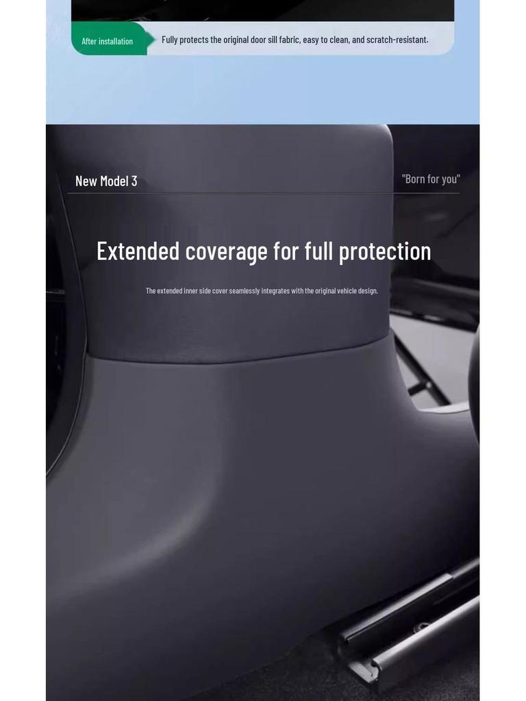 Tesla Model Y/3 Door Sill Strips & Seat Corner Protectors with Front/Rear Anti-Kick Mats