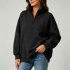 Women's Casual Half Zip Long Sleeve Pocket Hoodie