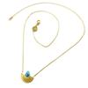 7bis [Q1509] - Handmade 'Boho' Necklace (feathers) Turquoise Gold - 15x7 Mm