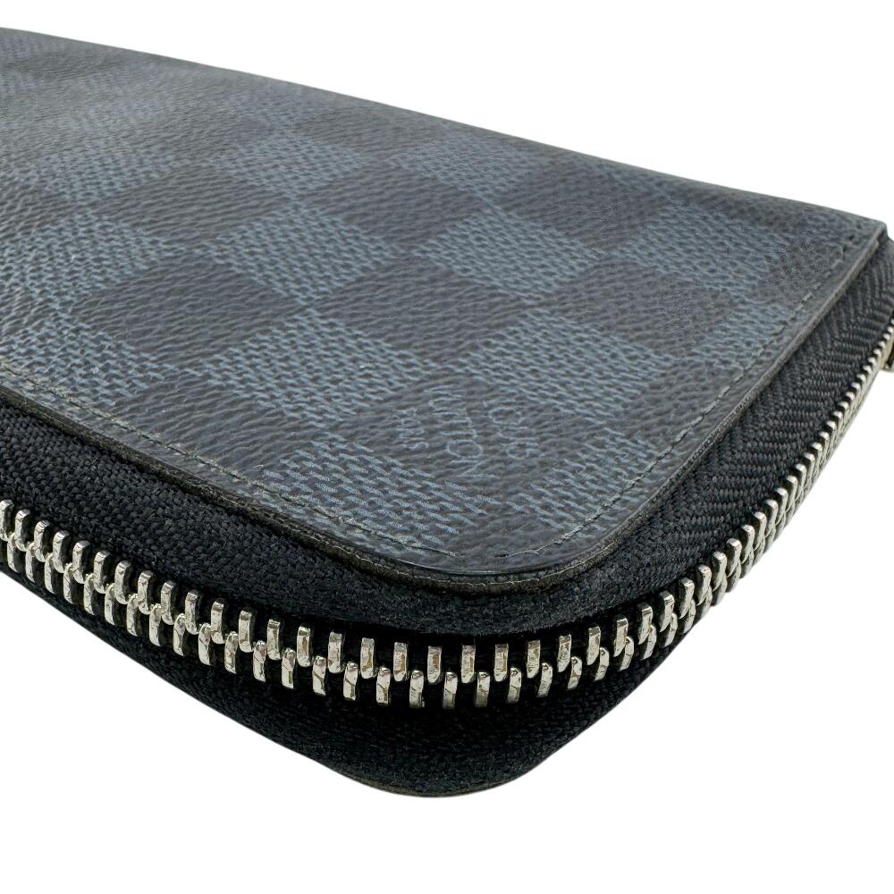 LOUIS VUITTON N63095 Zip Around Damier Grafitte leather Zippy Wallet Vertical Purse black leather mens Used