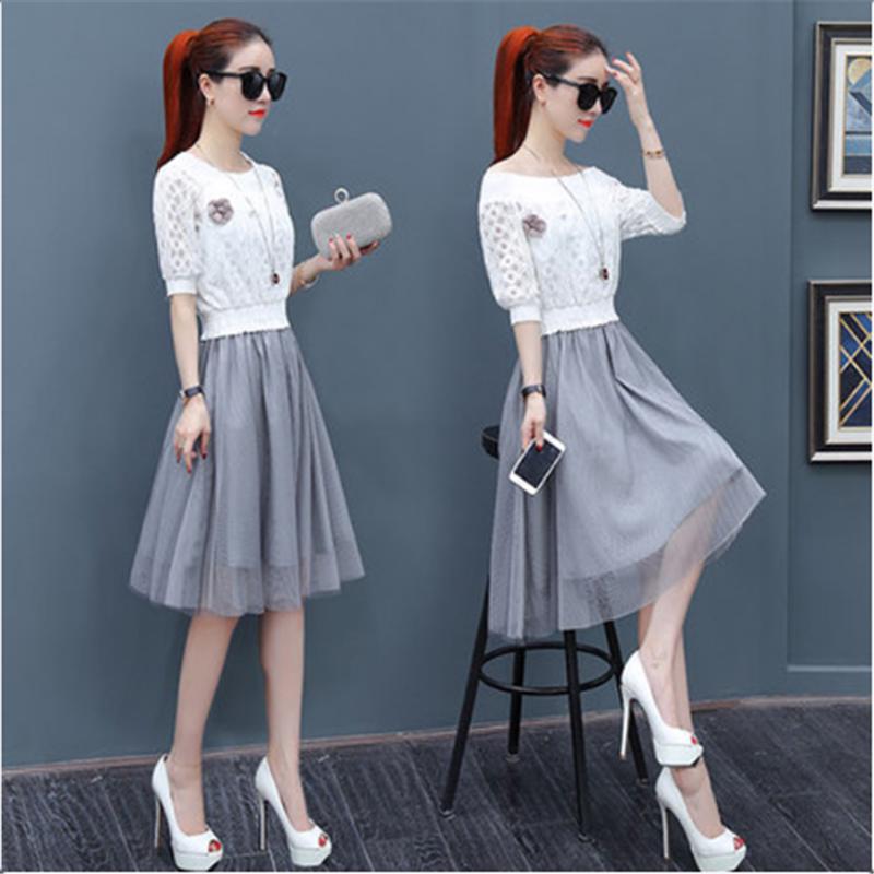 

WTEMPO Летнее платье женское летнее платье с высокой талией и длинными плечами весенняя юбка из шелковой пряжи L серый