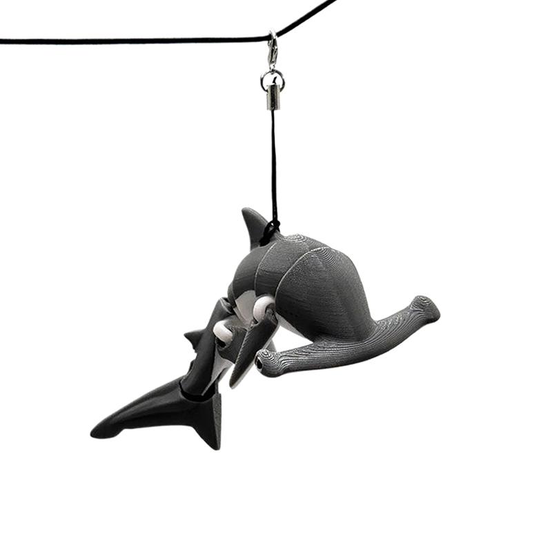 

Брелок для ключей в виде акулы-молота 3D-животные, подвеска для рюкзака, гибкая, подвижная, брелок для кошелька, рюкзака, сумок fin чёрный