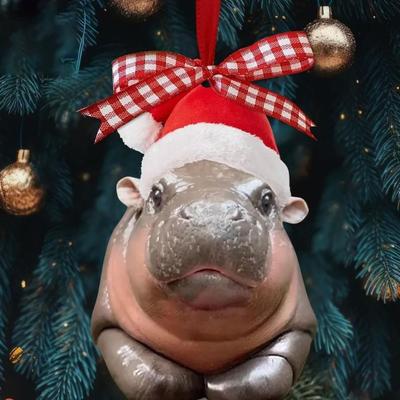 Tragbare kleine Flusspferd-Dekoration Basteltasche Schmuckstücke Niedliche Weihnachtsbaumdekoration
