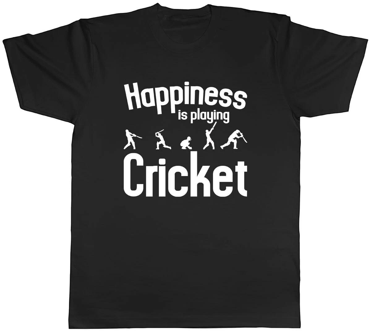 Happiness is Playing Cricket Mens Unisex T-Shirt Tee XXXL
