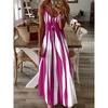 Women's Fashion Summer Spring Colour Block Print Sleeveless V-Neck Loose Waistline Casual Dresses