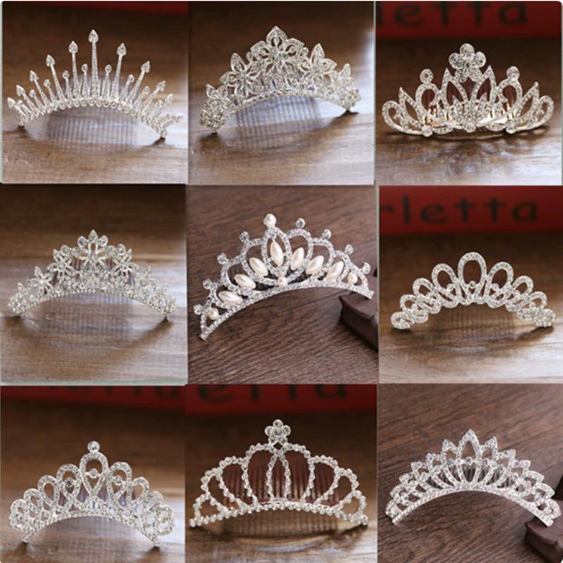 Children's Rhinestone Pearl Crown Hair Comb: Headdress Ornament for Photo Studio or Wedding