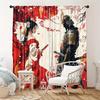 2pcs Japanese Samurai Geisha Printed Curtains, Designed for Light Filtering, Quality Material, Ideal for Japanese-Style Home Win