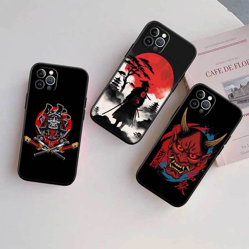 Japan Samurai Mask Case for Samsung M55 M35 M15 A02 A05S A05 A06 A15 A12 A13 A10 A16 A20 A22 A24 A25 A30 A31 A32 A33 A35 A42 A50