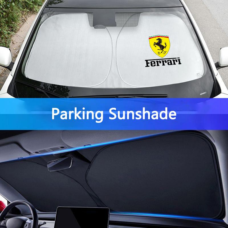 Car Logo Folding Sun Shade Cover Windshield Visor UV Protect For Ferrari Roma 488 Portofino F8 Spider SF90 Superfast LaFerrari