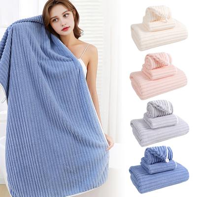 3Pcs/Set Absorbent Bath Towel Large Coral Velvet Bath Wrap Towel