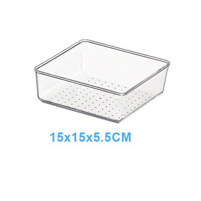 Průhledná plastová zásuvka a úložný box se přihrádkami pro drobnosti na toaletní stolek