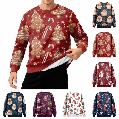 Herren Rundhals Fleecegefüttert Dick Einfarbig Sweatshirt