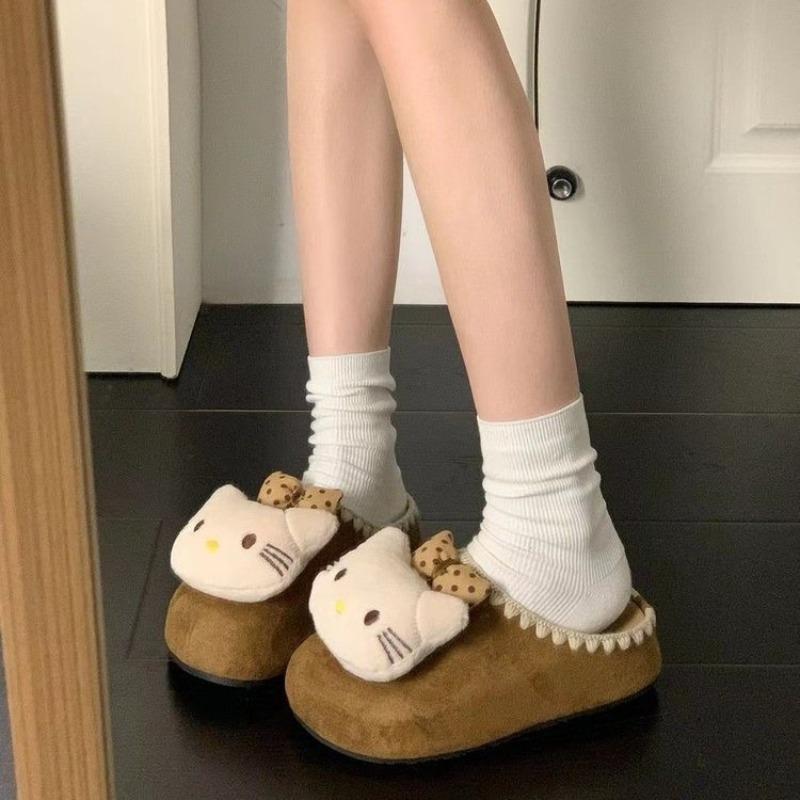 Versatile casual cute cartoon three-dimensional cat bag head slippers women's autumn new outer wear thick bottom drag