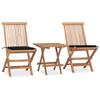 Day and Night - Day and Night Folding Garden Dining Set 3 Pieces Teak Wood Cushions