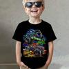 Summer Round Neck Vehicle Themed 3D Printed Top Fashionable Casual Short Sleeved Children's Boy T-shirts