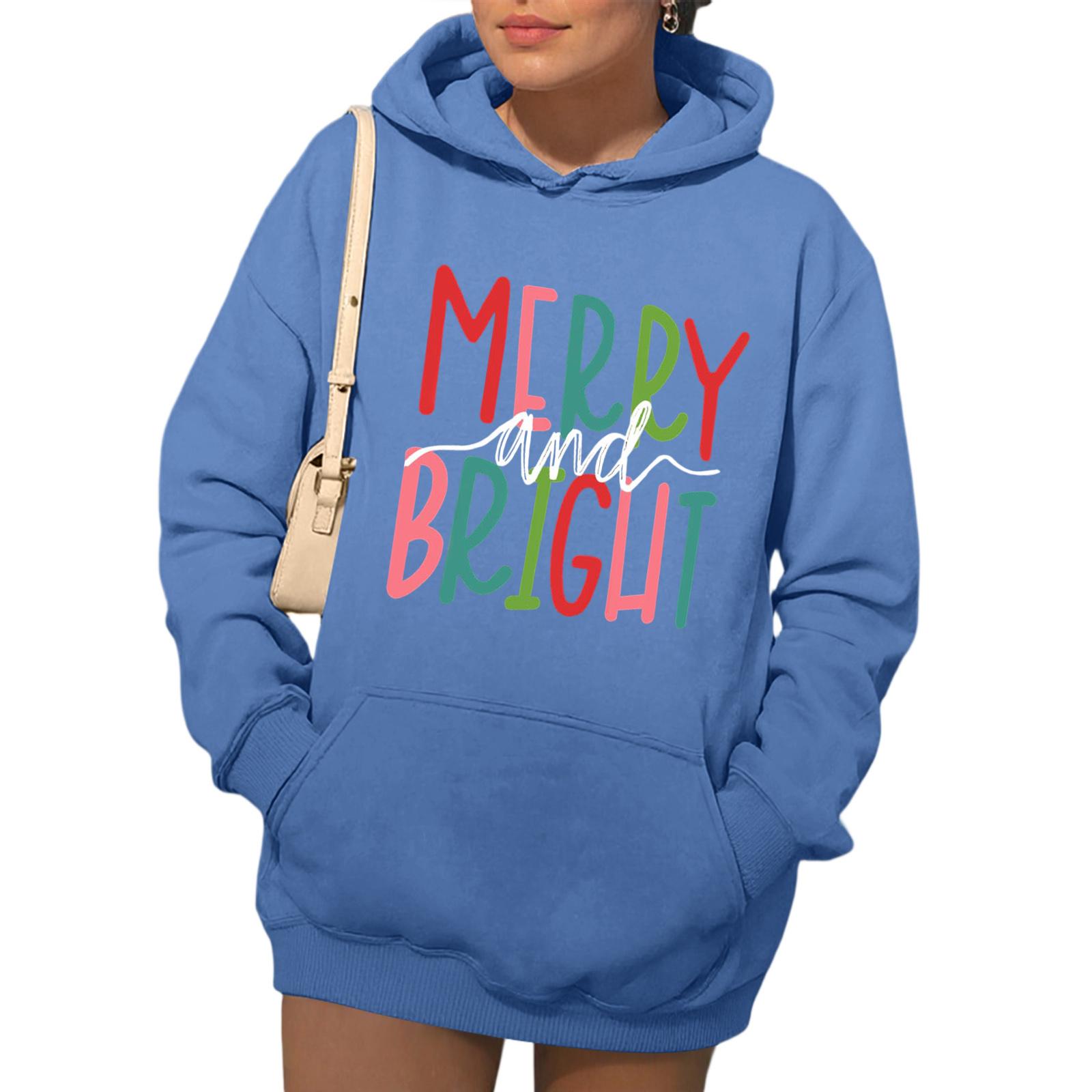 

Womens Hoodies Fall Fashion Sweatshirts Printed Casual Long Sleeve Loose Sweatshirt Fall Hoodie Sweatshirt XXL синій