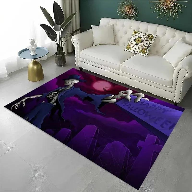 

Spooky Ghost Flannel Rug Glowing Jack o Lantern Print Non Slip Bedroom Mat Halloween Home Decor 100x150cm