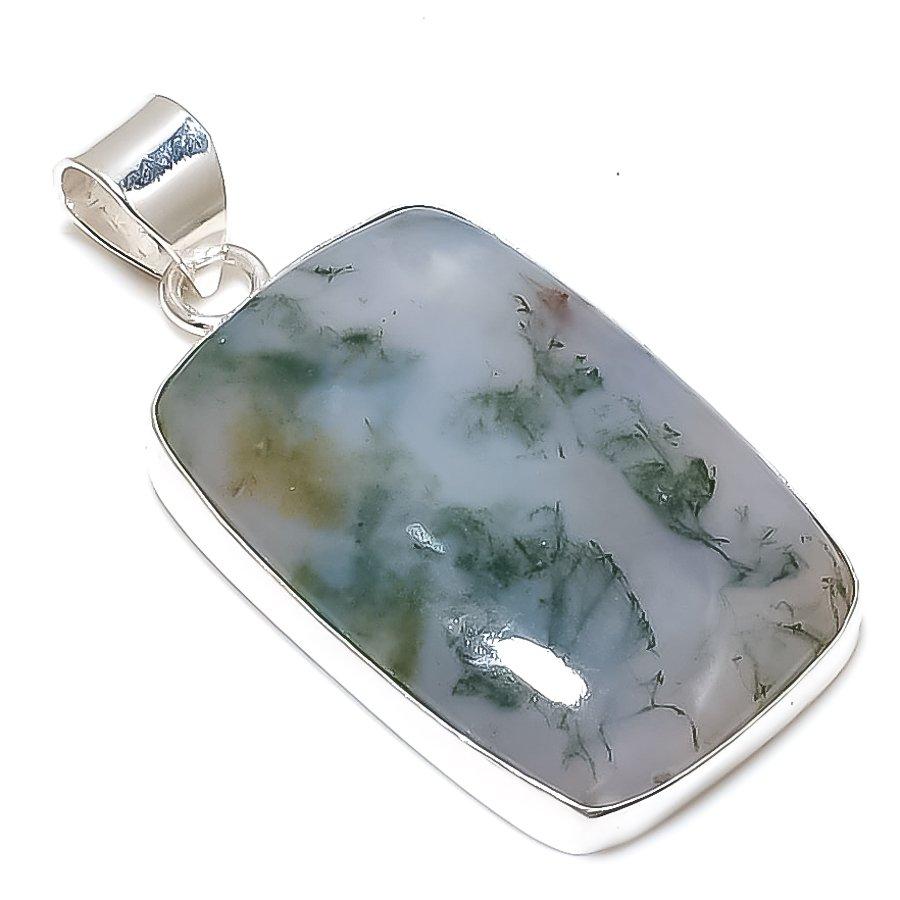 Calcite Agate Gemstone Handmade 925 Sterling Silver Jewelry Pendant 1.93" SU-10878