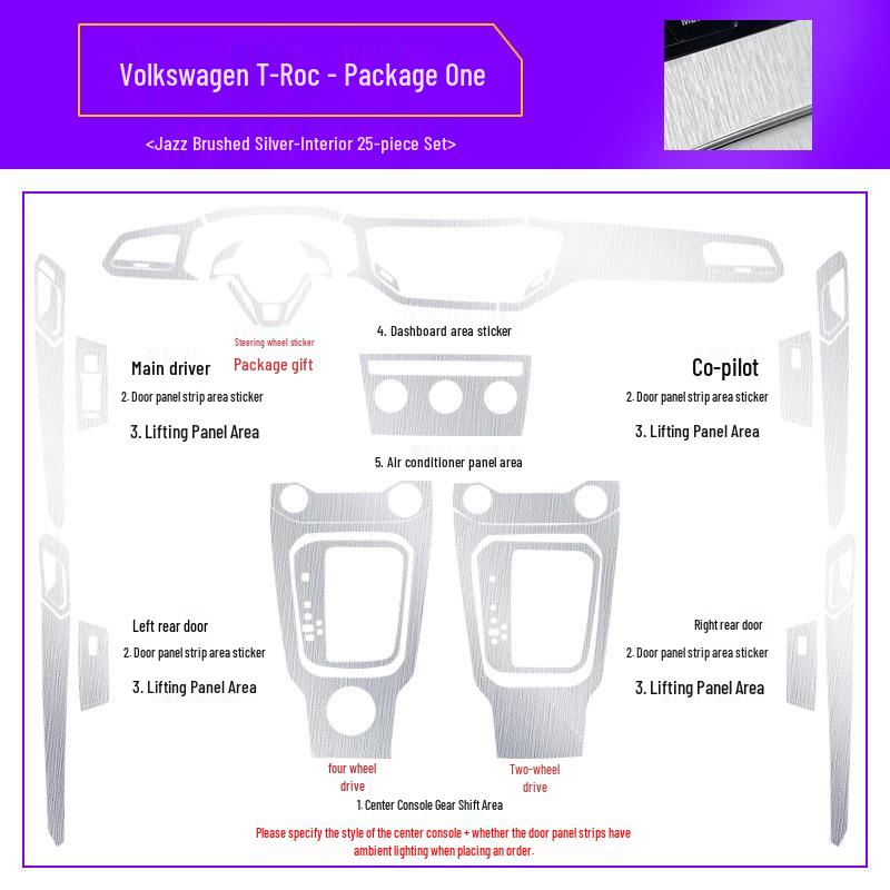 18-21 Volkswagen T-Roc Starry Sky Interior Stickers for Console & Gear Lever