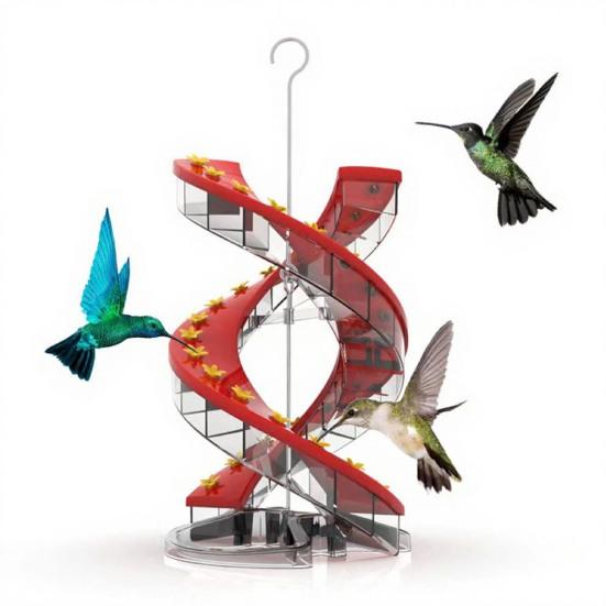 Hummingbird Feeder Spiral Bird Feeder with Multiple Flower Feeding Ports Hanging Outdoor
