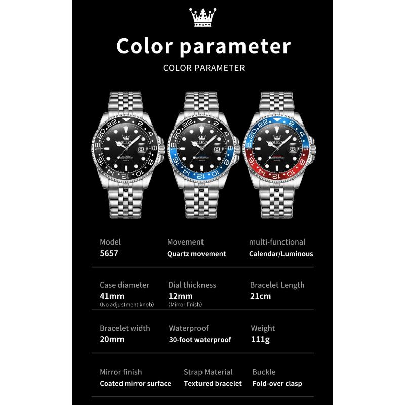 OLEVS Mens Watch Original Calendar Quartz Wristwatch Waterproof Luminous Business Men's Hand Clock Watches For Men