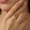 French Retro Multi-layer Zircon Ring, 18K Gold-Plated Stainless Steel