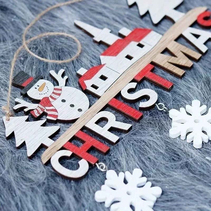 New Christmas Home Creative Decor Pendants Restaurants Wooden Handicrafts Door Decorations Christmas Festival Gifts Accessories