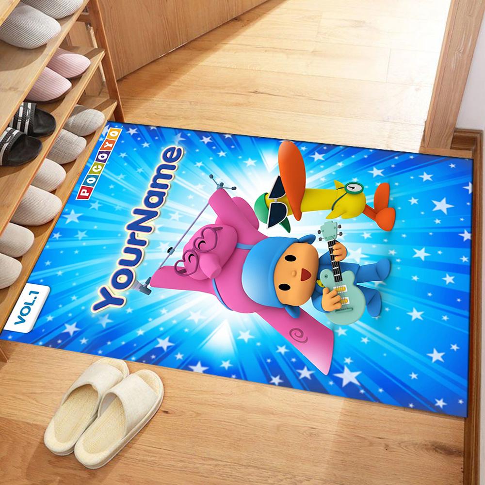 Alfombra Personalizable con Nombre de Pocoyó Adecuada para Exteriores Dormitorio Entrada Pasillo Alfombra Antideslizante Decorar Oficinas Regalo para Festivales