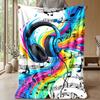 Music Headphones Neon Vibes Theme Blanket Lightweight Warm Flannel Blanket Decorative Throw Blanket for Home Decoration