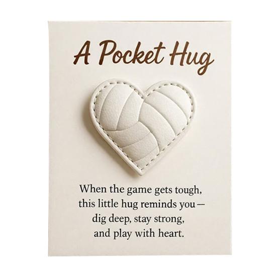 Love Heart Ball Pocket Hug with Positive Card Emotional Support Heart Shaped Ball Pocket Token Athletes Sports Fans Collectible Encouragement Gift