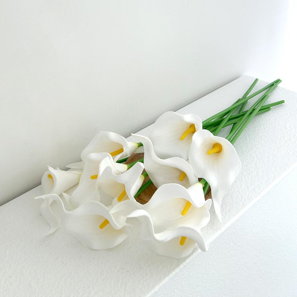 Artificial Simulation Pu Calla Lily Bouquet, Wedding Fake Flower Home Living Room Dining Table Coffee Table Decoration Ornament