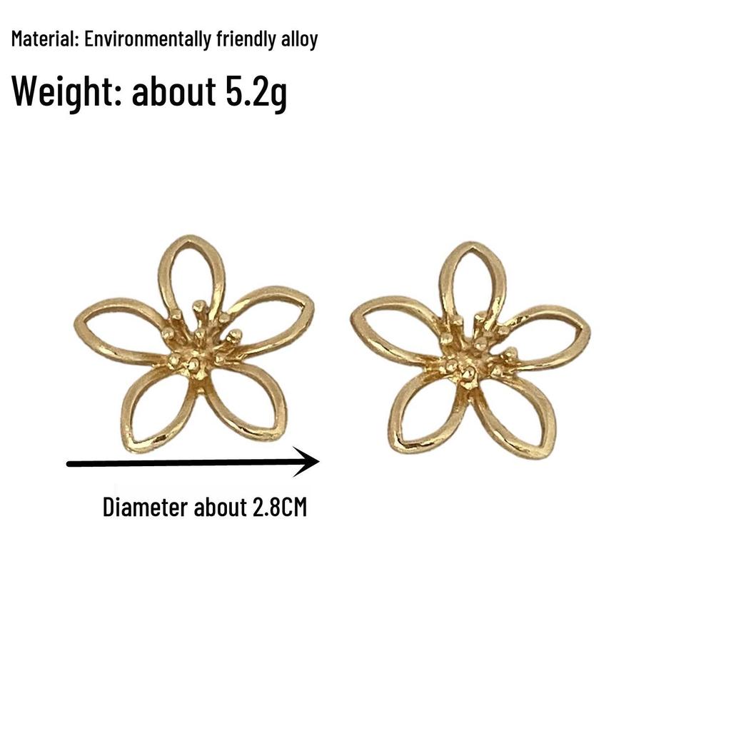 Eco-friendly Elegant Metal Floral Necklace & Earrings Set for Women