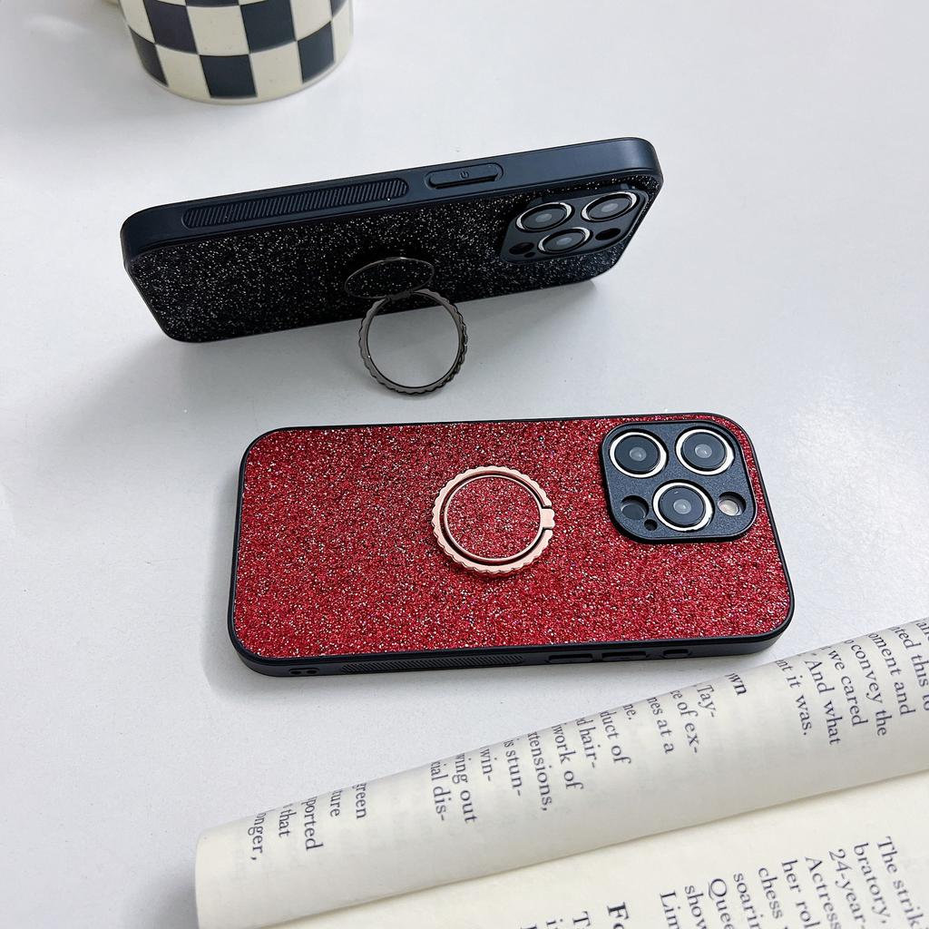 Applicable To Iphone15promax Glitter Mobile Phone Case Apple 14plus Ring Buckle Bracket All-inclusive Protective Case