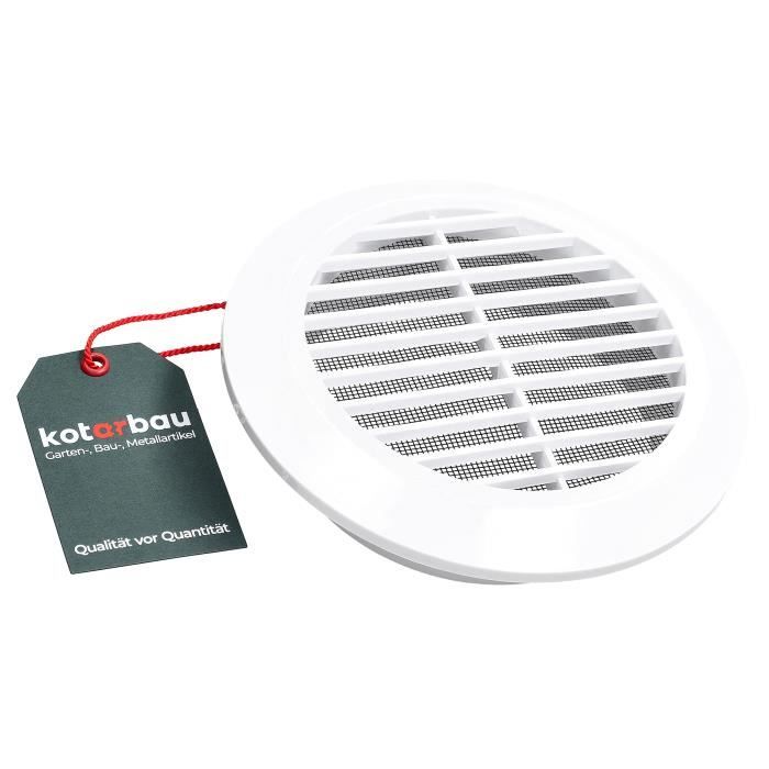 Grille D'aération - KOTARBAU - Ronde - 125 Mm - Plastique Blanc - Moustiquaire Intégrée