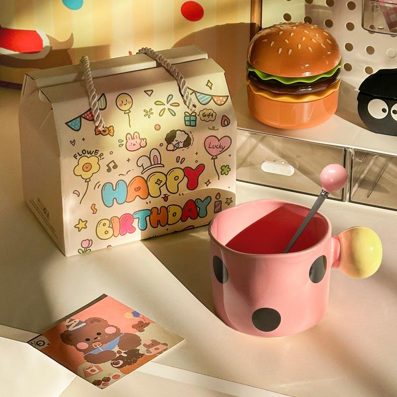 Tazza carina ins a pois tonda palla irregolare tazza acqua in ceramica tazza semplice per la colazione tazza per la colazione regalo di compleanno