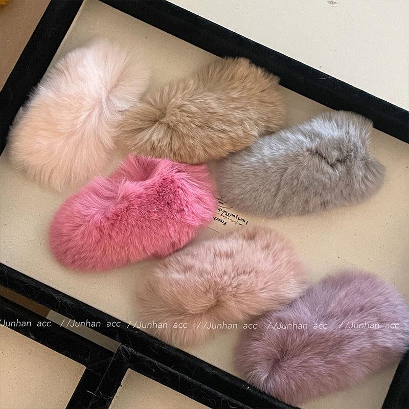 

Super Fairy Plush Rex Rabbit Fur Hairpin - Extra Large Cute Furry Clip