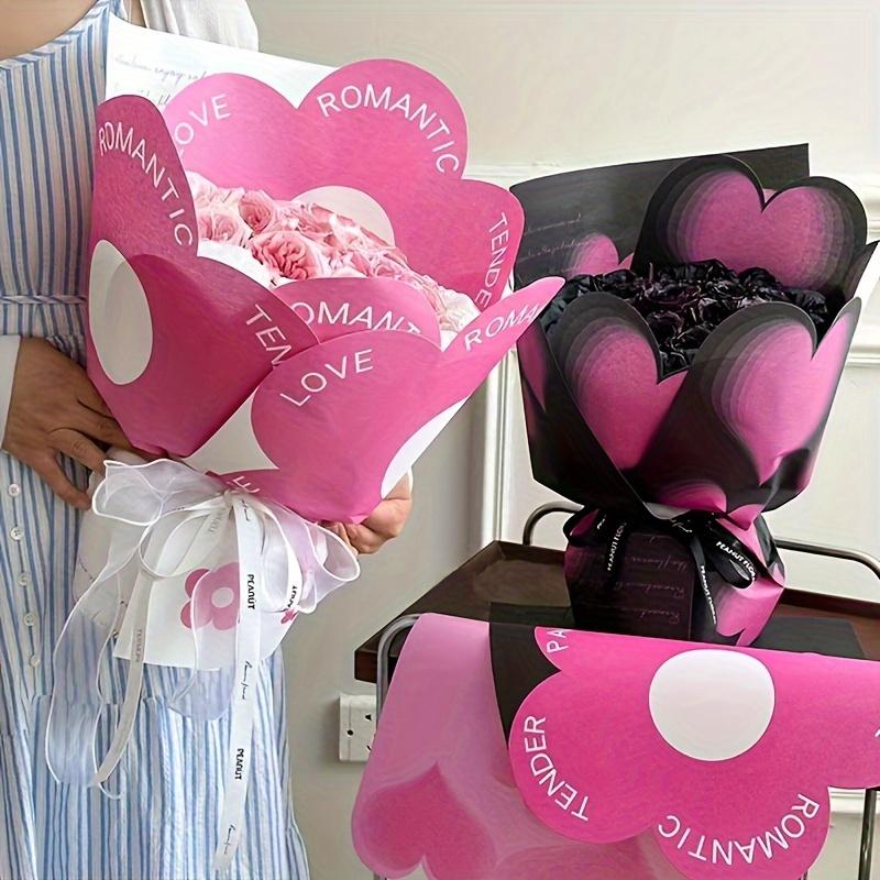 10pcs Love Pattern Flower Packaging Paper Valentine's Day Gift Packaging Paper Flower Bouquet Supplies Gift Wrapping Paper Weddings Decor