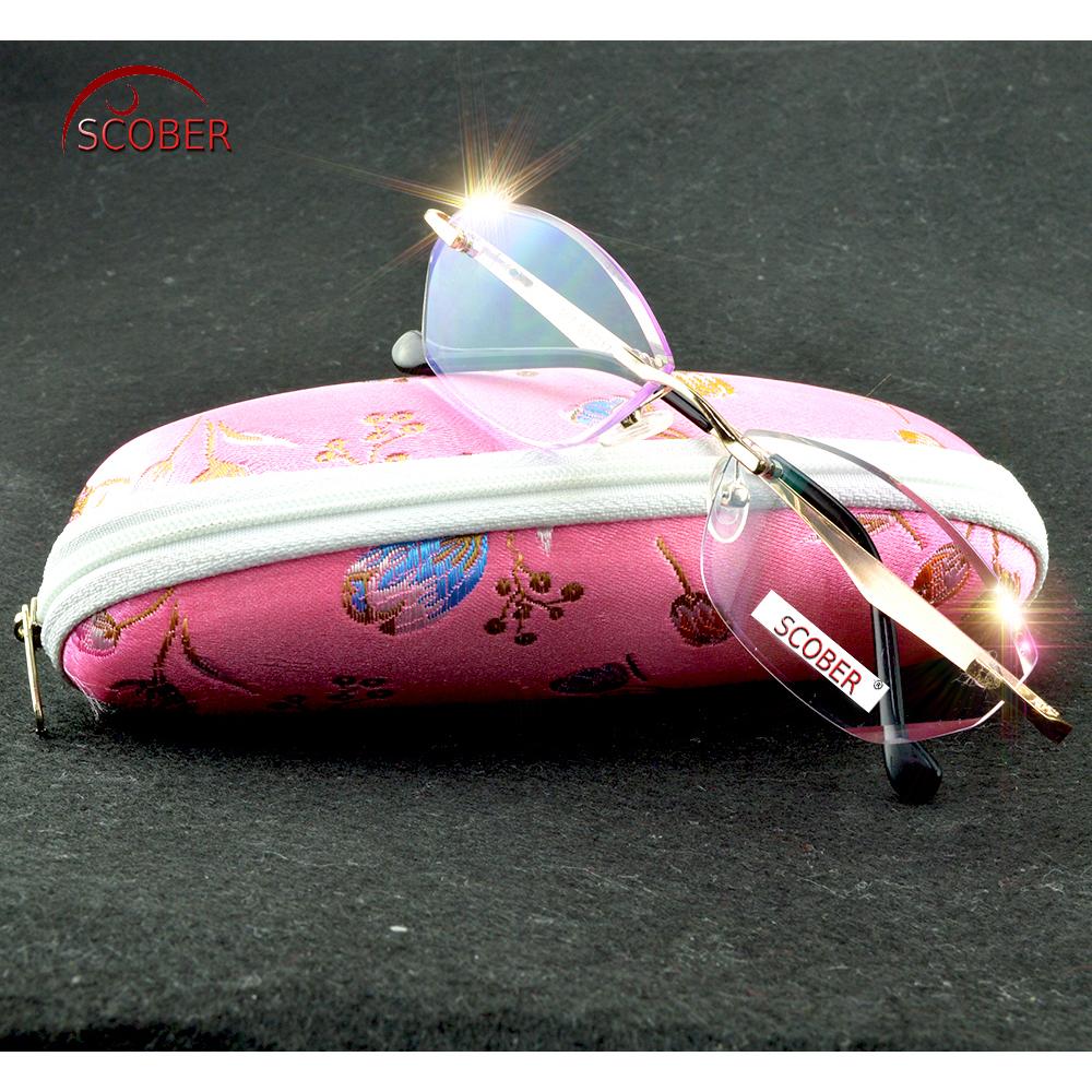 

Алмазная резка Титановый сплав Без оправки Женщины Очки для чтения +0.75 +1 +1.25 +1.5 .to +4 Очковые очки