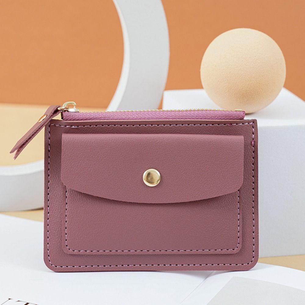 Multifunctional Leather Coin Purse Small Short Credit Card Holder Zipper Short Wallet  Travel