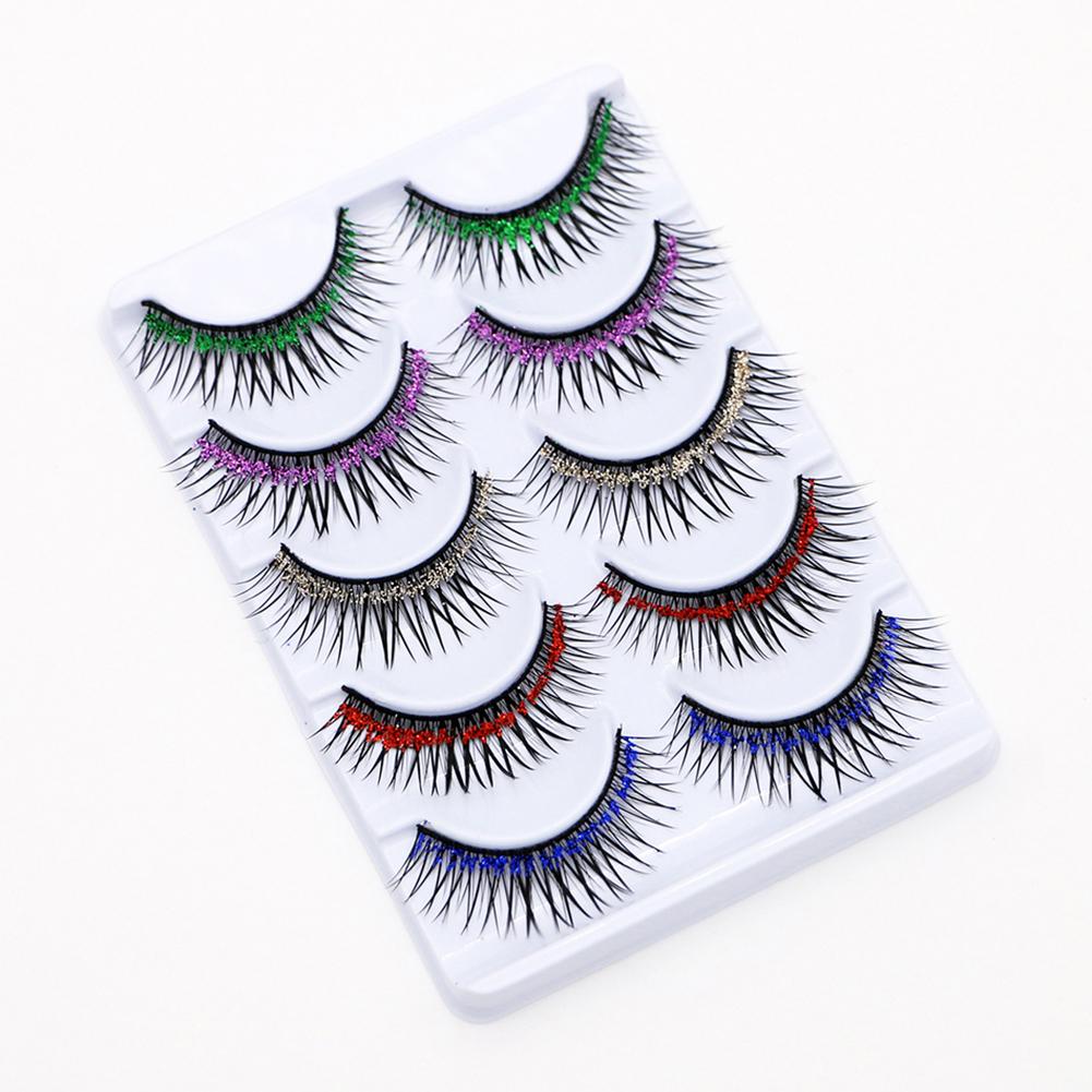 5/7/8/10/20 Pairs Shiny 3D Colorful Long Thick Glitter Artificial Eyelashes
