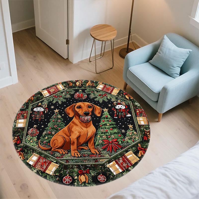 Corgi Pattern Round rug,Carpet Rug for Living Room Bedroom Playroom ,Non-slip Floor Mat,Holiday Gifts and Birthday Gifts.