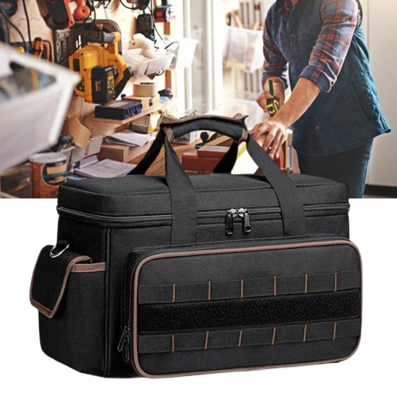 14Inch Heavy Load Tool Bag Waterproof Large Capacity Work Bag With Multiple Pocket For Construction Workshop