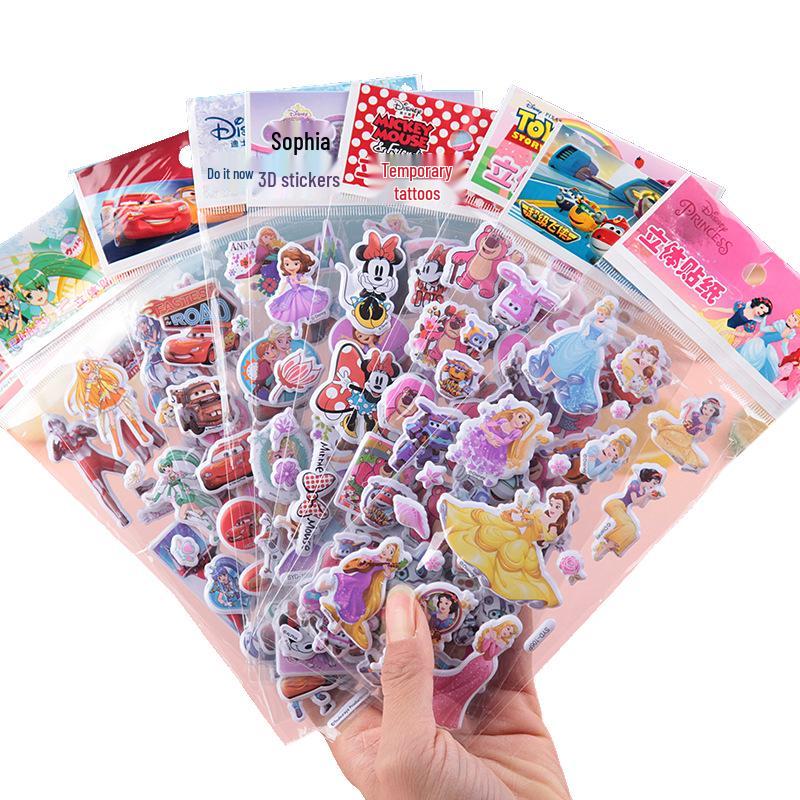 Adesivos de Bolha 3D de Princesas da Disney para Crianças - Adesivos de Recompensa Tridimensionais Criativos